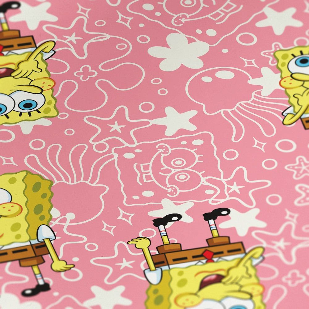 SpongeBob Schwammkopf, Muster, Rosa, Seesterne, Hintergrundbild für iPad und Tablet