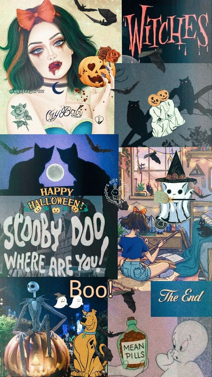 Scooby-Doo, wo bist du?, Scooby-Doo, Halloween, Hexen, Collage, Kürbis, HD, Handy-Hintergrundbild