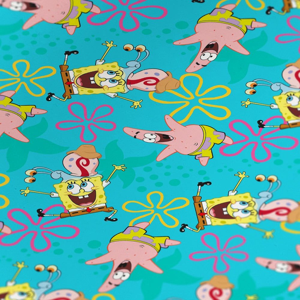 Patrick Star, SpongeBob Schwammkopf, Muster, Türkis, Blumen, Hintergrundbild fürs iPad