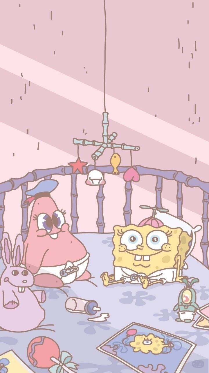 Patrick Star, SpongeBob Schwammkopf, Kinderzimmer, Pastellrosa, Hintergrundbild fürs Handy