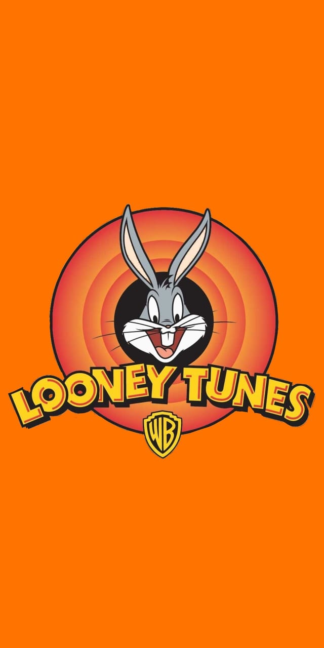 Looney Tunes, Bugs Bunny, Logo, Orangefarbener Hintergrund, Kreise, Sperrbildschirm fürs iPhone
