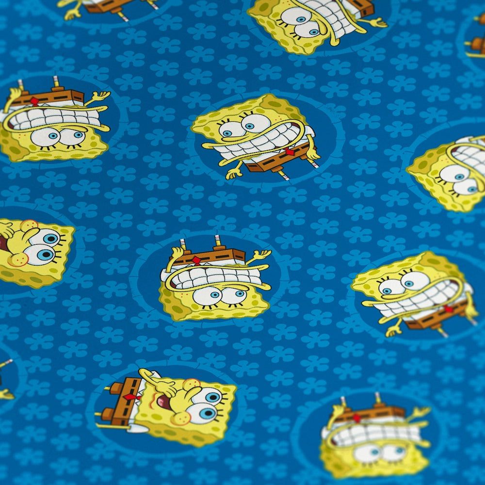 SpongeBob Schwammkopf, Muster, Blauer Hintergrund, Grimassen, Wallpaper