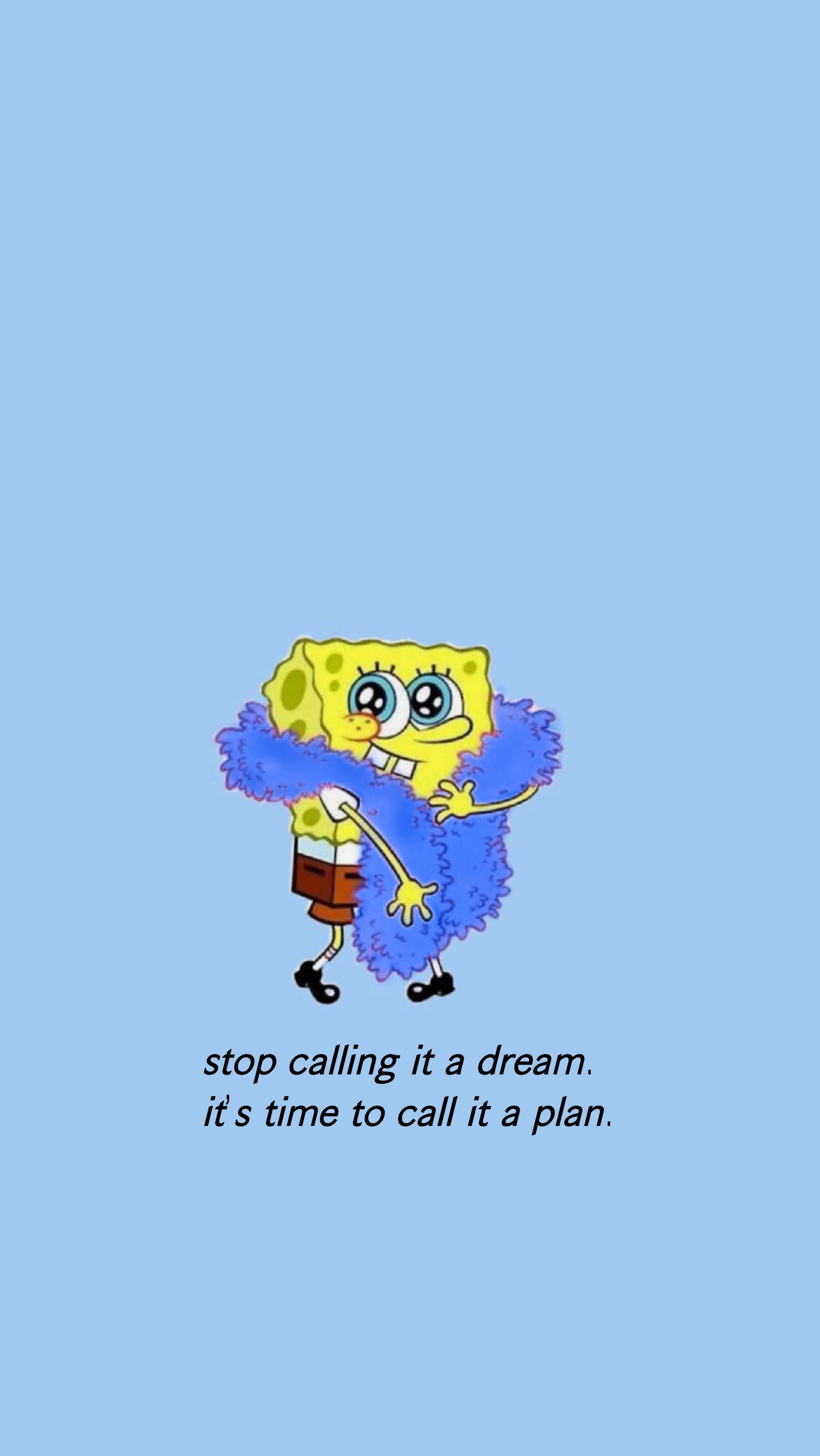 SpongeBob Schwammkopf, Zitat, Hellblau, Minimalistisch, QHD+, Sperrbildschirm fürs iPhone