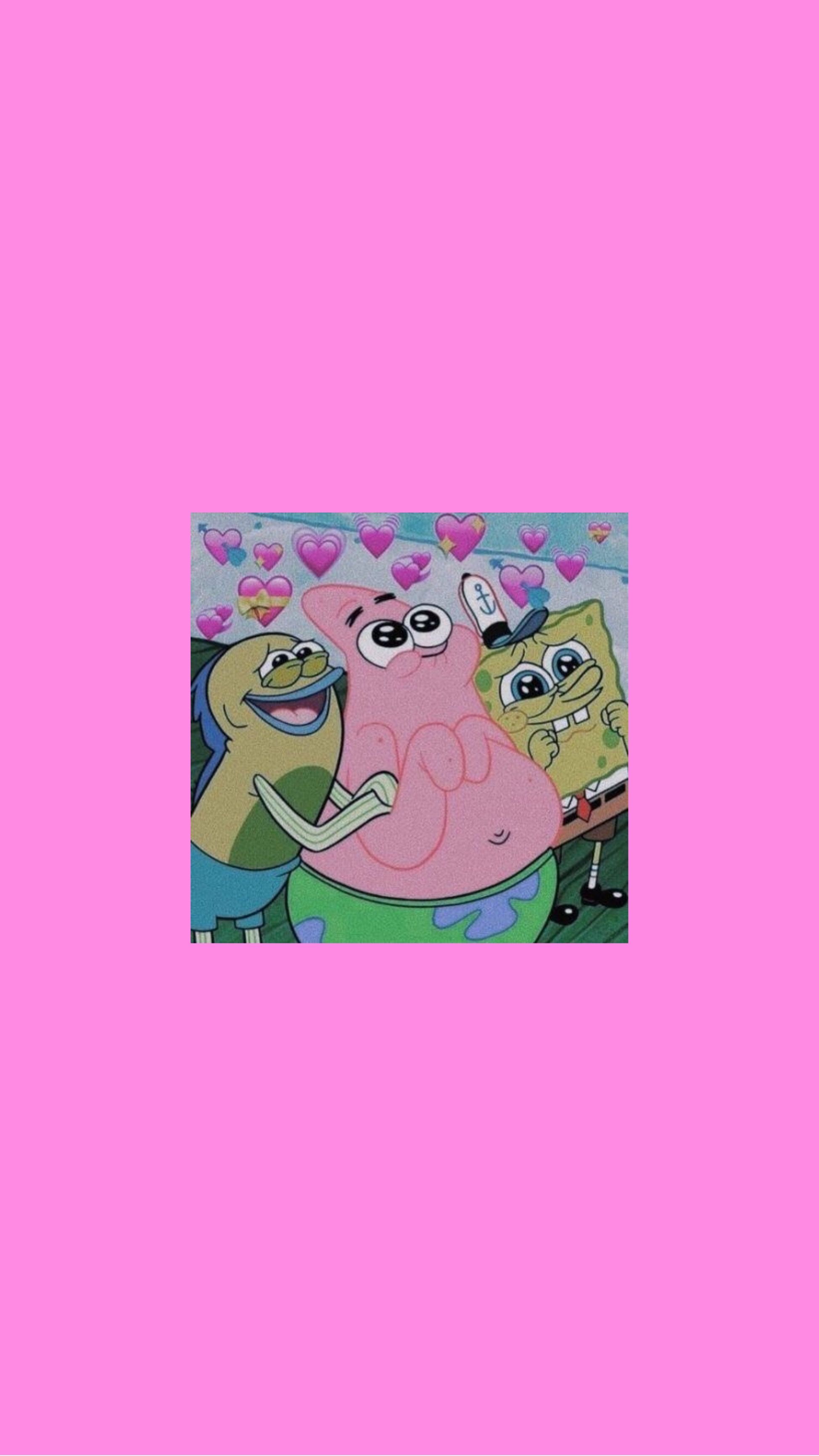 SpongeBob Schwammkopf, Pinker Hintergrund, Meme, Minimalistisch, Sperrbildschirm fürs iPhone