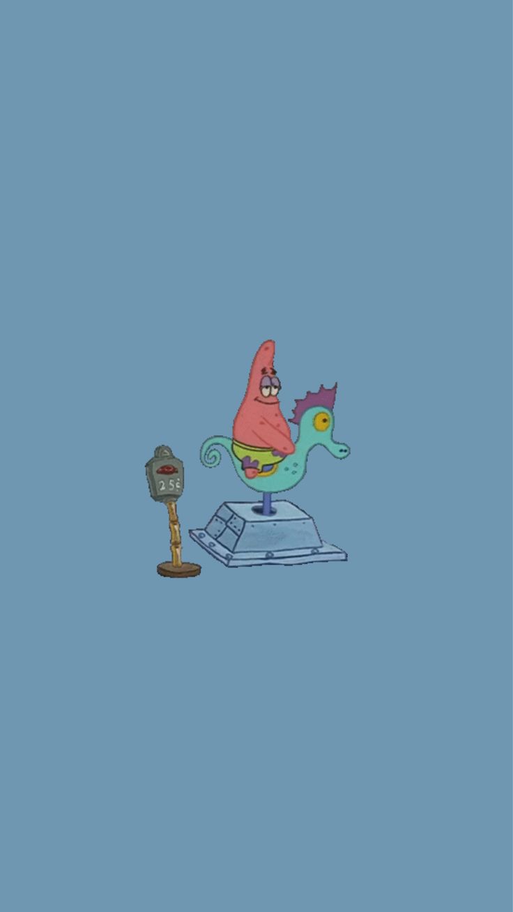 Patrick Star, Graublau, Minimalistisch, Hintergrundbild für iPhone und Android
