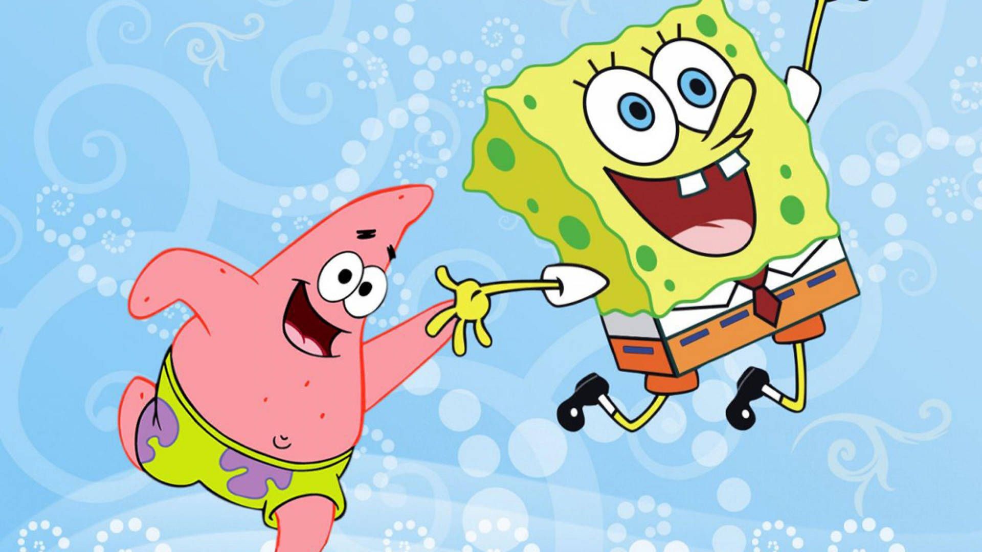 SpongeBob Schwammkopf, Patrick Star, Freundschaft, Hellblau, Blasen, Full HD, Laptop-Hintergrundbild