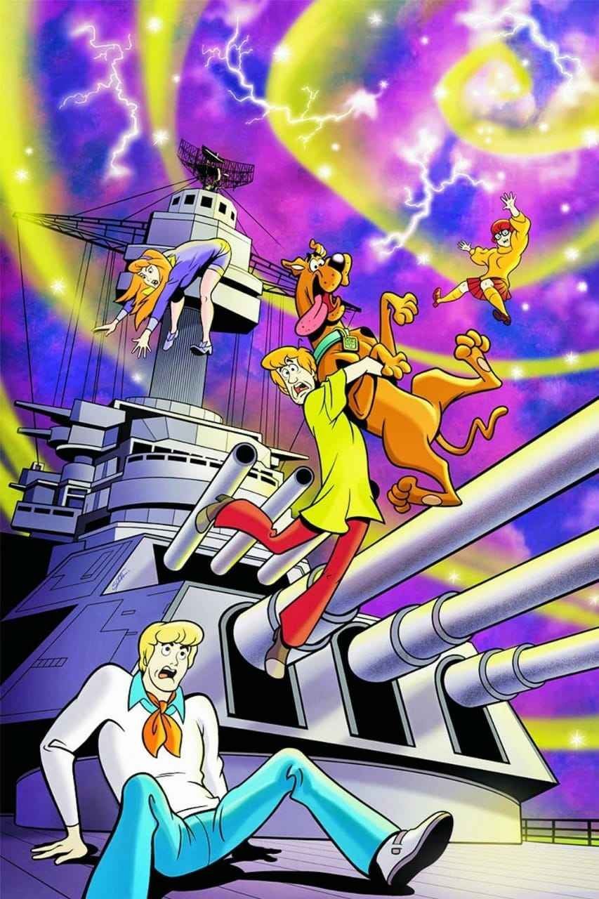 Scooby-Doo, Fred Jones, Kriegsschiff, Blitze, Psychedelisch, Bunte Töne, HD, Handy-Hintergrund