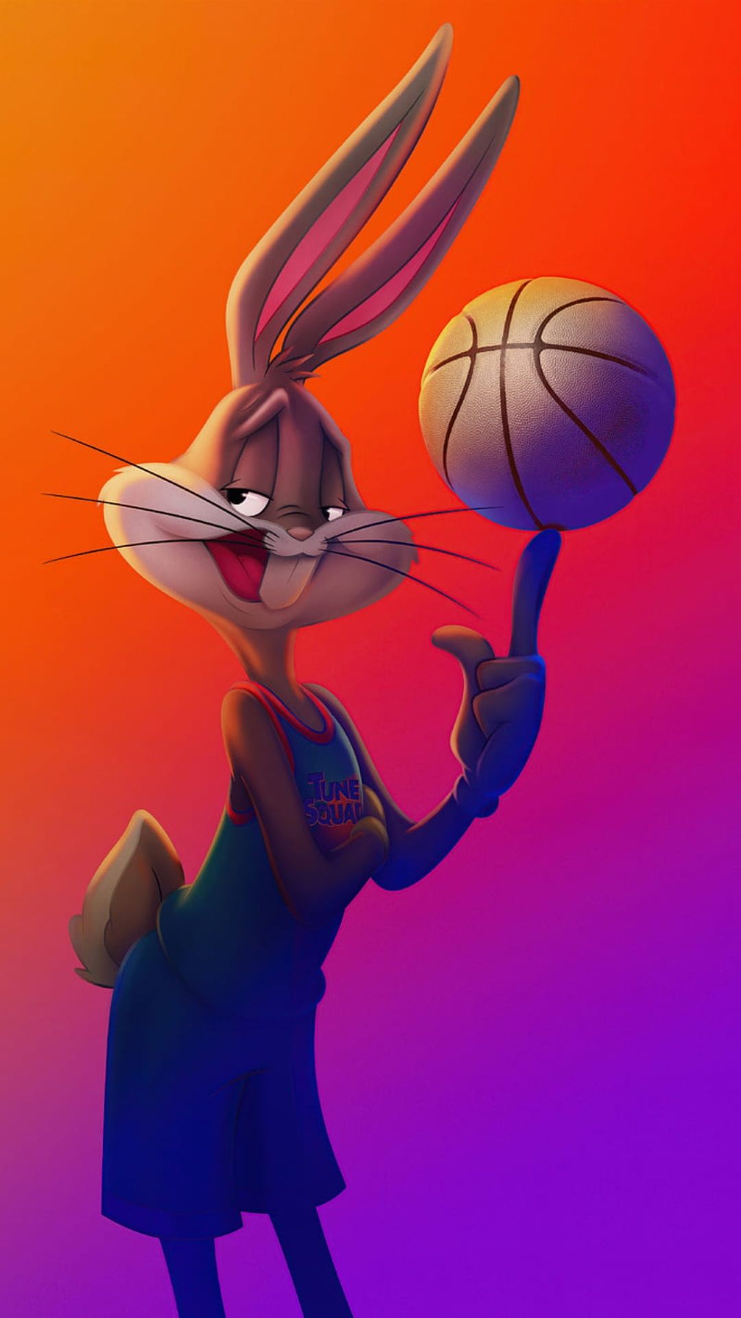 Bugs Bunny, Space Jam: A New Legacy, Basketball, Farbverlauf, Orange, Lila, Full HD, Handy-Hintergrund