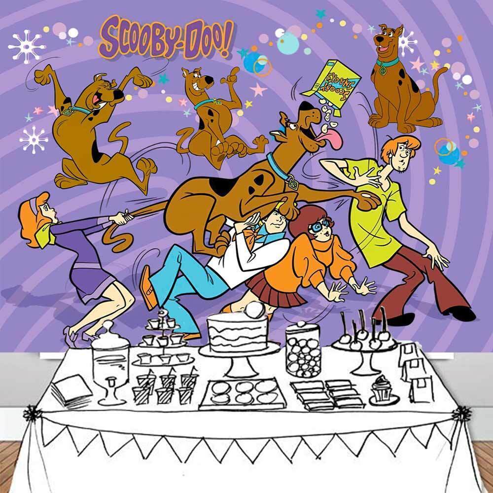 Scooby-Doo, Shaggy, Mystery Inc., Party, Torte, Lila Hintergrund, Logo, Wallpaper