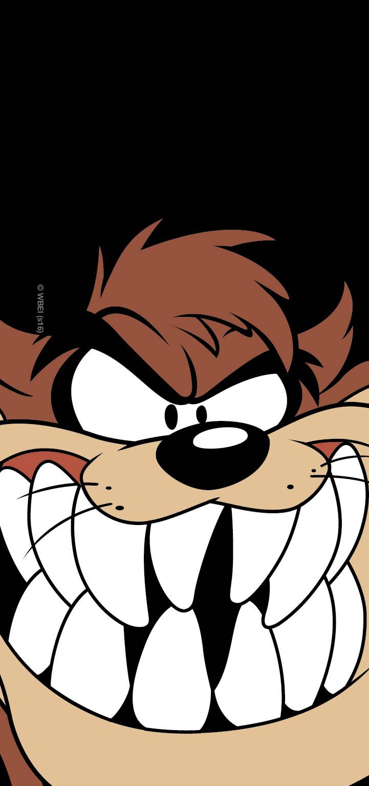 Taz, Grinsen, Nahaufnahme, Schwarzer Hintergrund, Zähne, Sperrbildschirm fürs iPhone