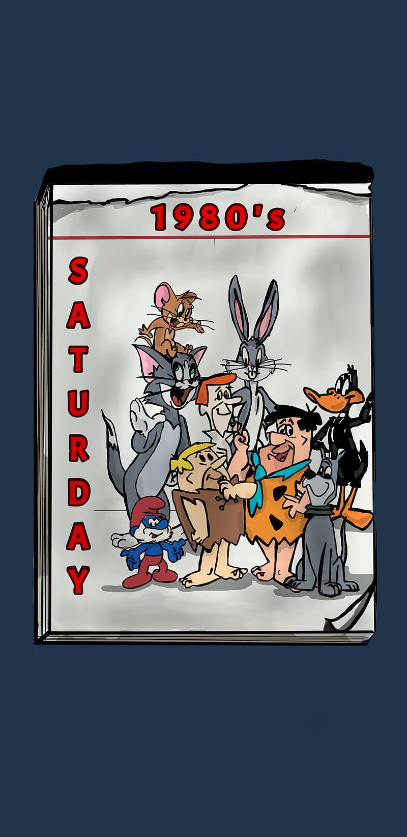 Looney Tunes, Bugs Bunny, 1980er, Samstagmorgen-Cartoons, Retro, Dunkelblau, Handy-Hintergrund