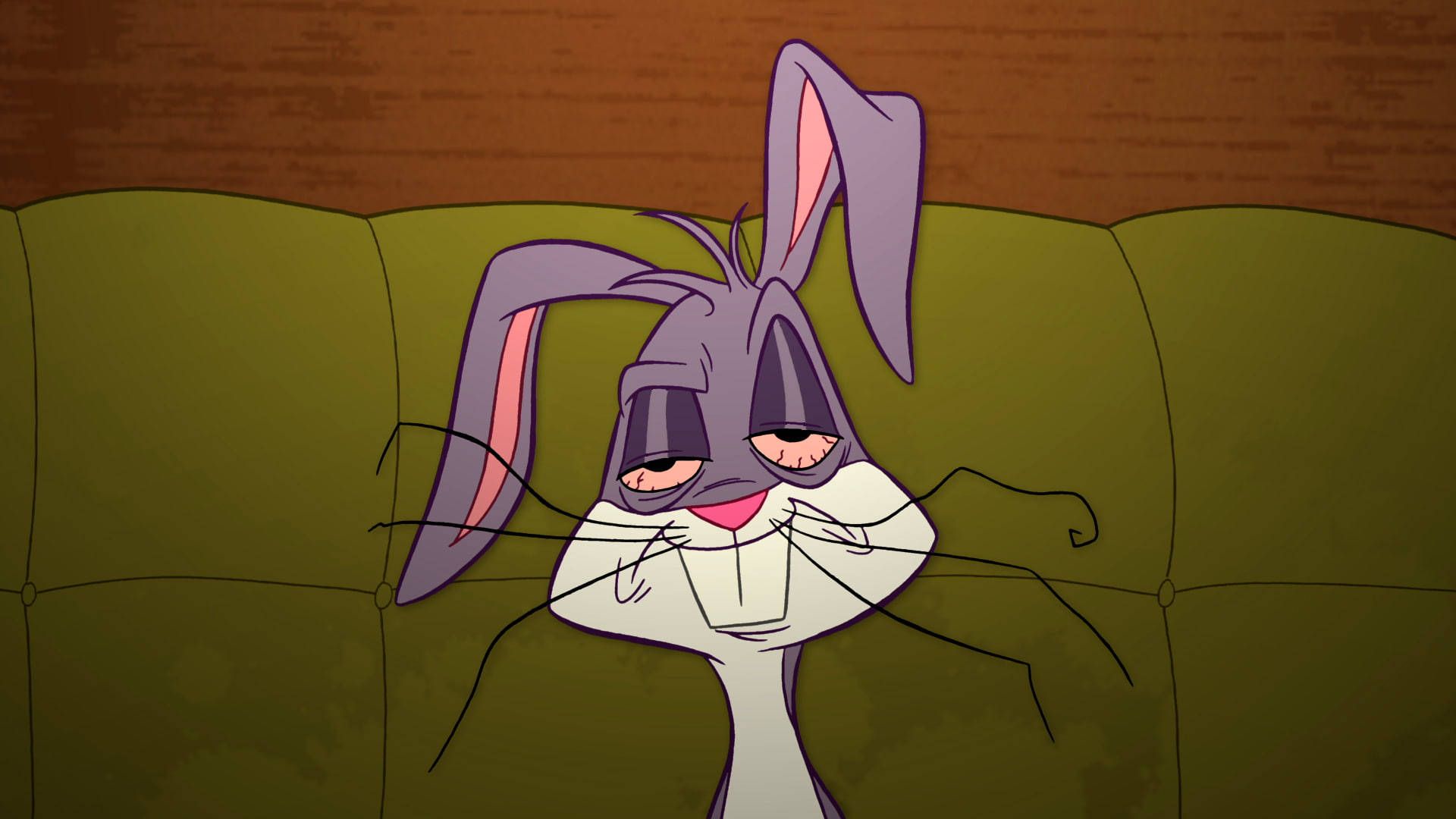 Bugs Bunny, Sofa, Müde, Grimasse, Zeichentrick, 16:9, Full-HD-Hintergrundbild für den Desktop