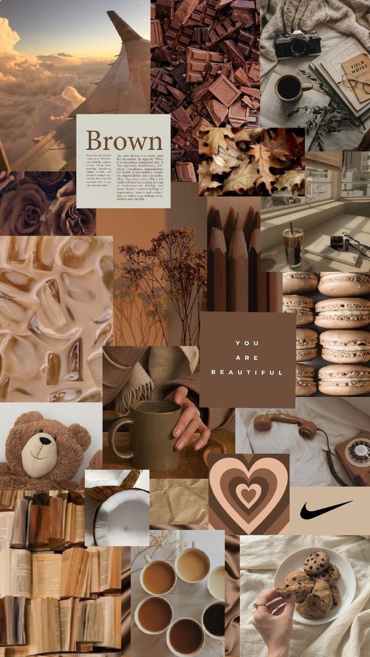 Collage, Brown Aesthetic, Moodboard, Hochformat, Hintergrundbild für iPhone und Android