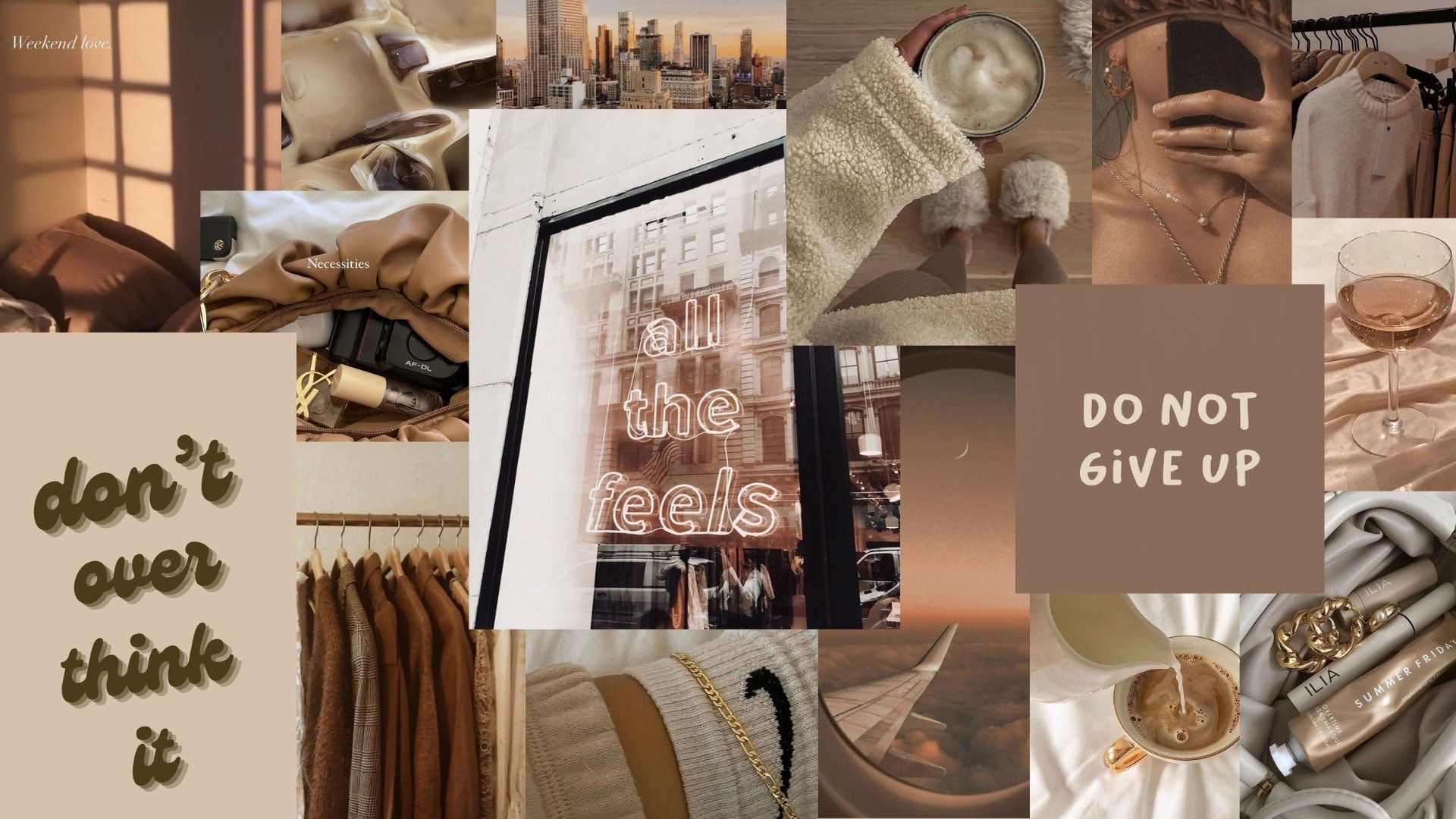 Collage, Don't Overthink It, Do Not Give Up, Motivation, Zitate, Full HD, PC-Hintergrundbild