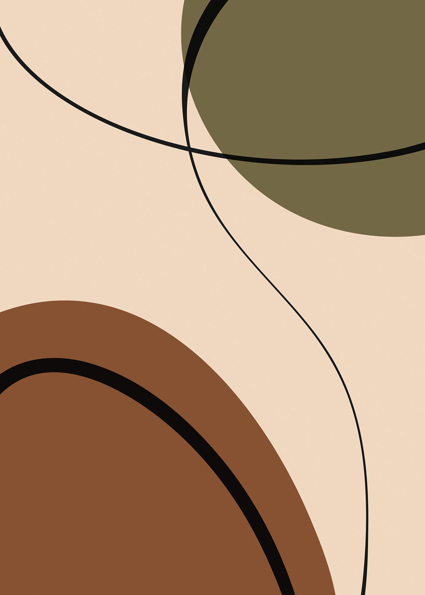 Abstrakte Formen, Boho, Olivgrün, Mid-Century, Full HD, iPad-Hintergrundbild