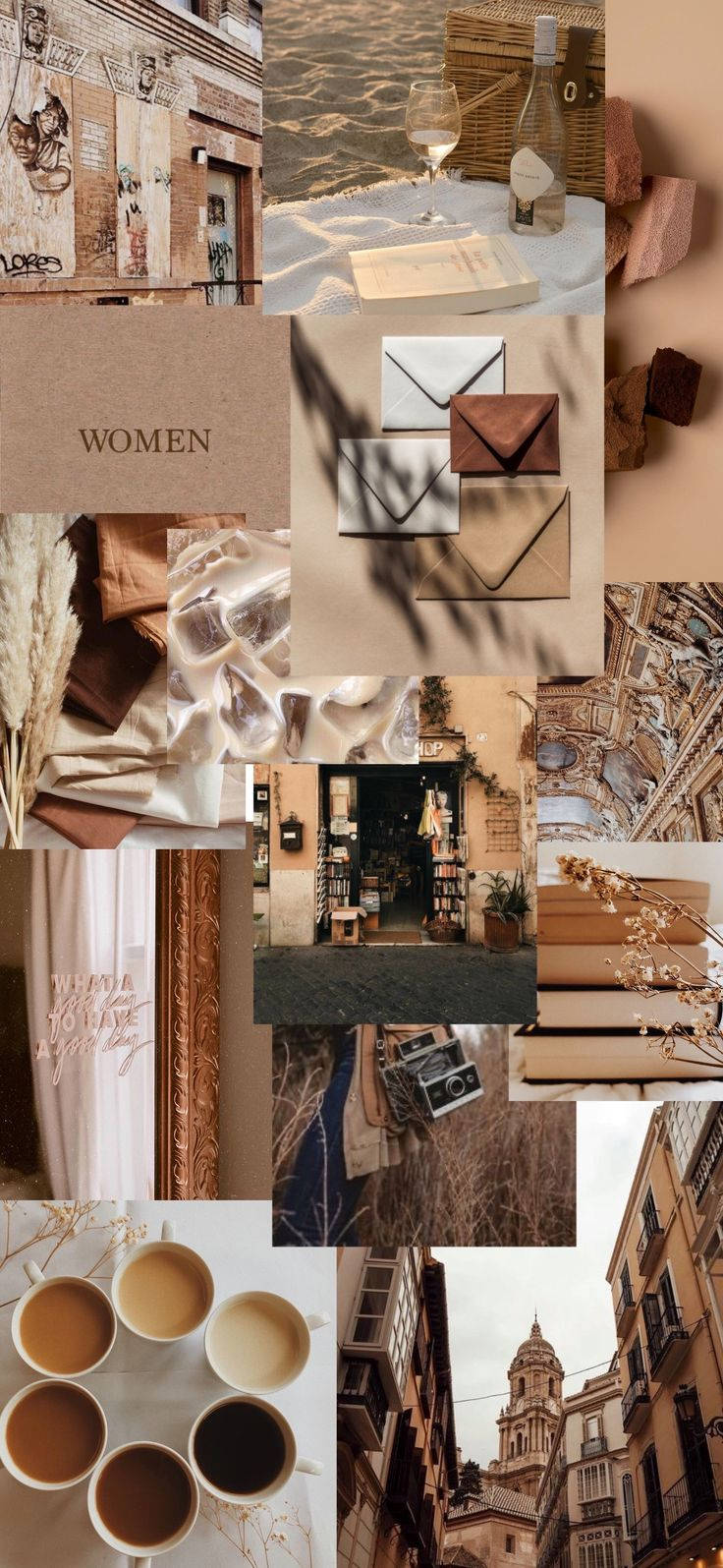 Collage, Ästhetik, Kaffee, Architektur, Braun, HD, Handy-Hintergrund im Hochformat