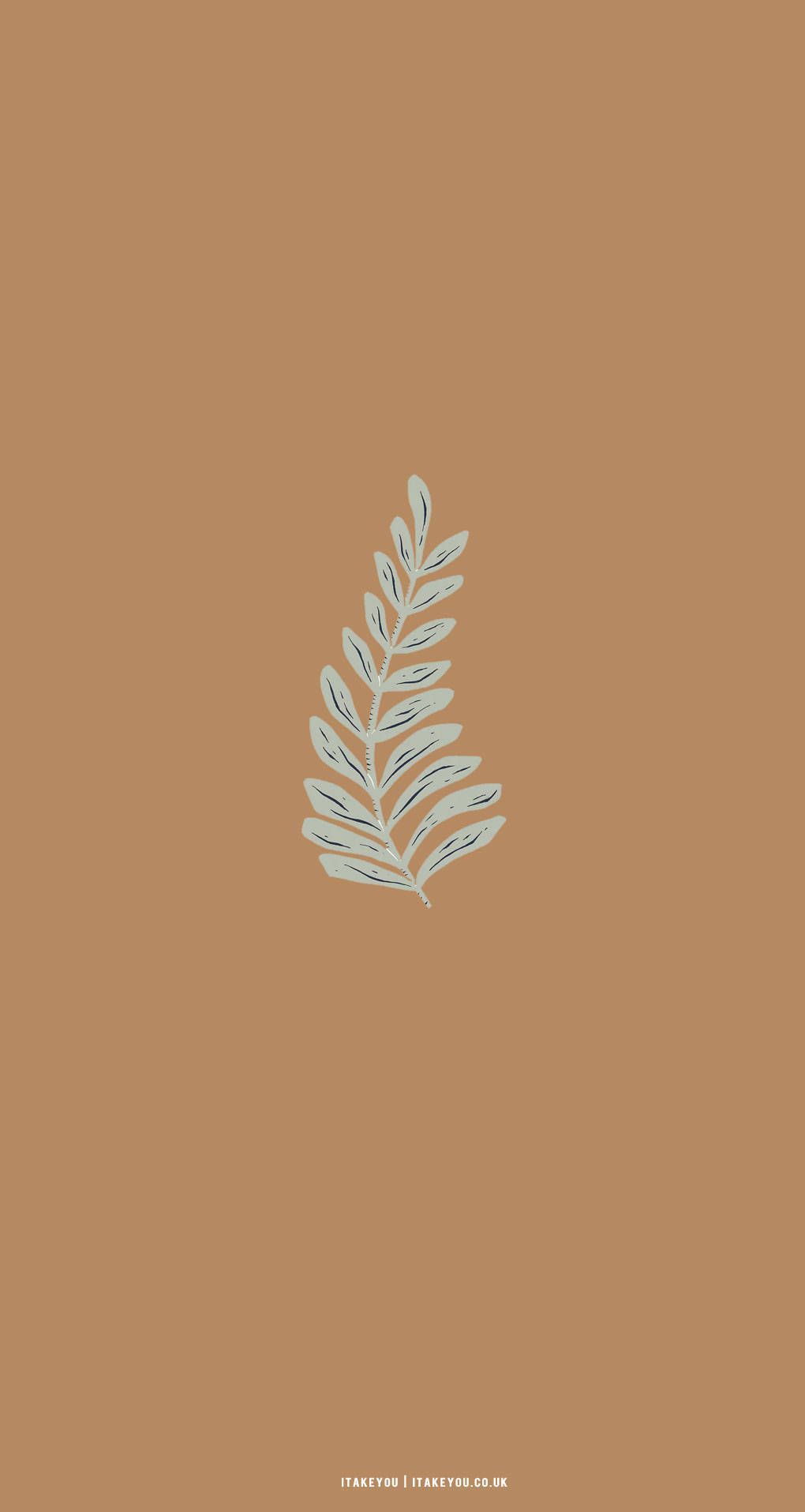 Farnblatt, Linienkunst, Karamell, Minimalistisch, HD, Hintergrundbild fürs Handy