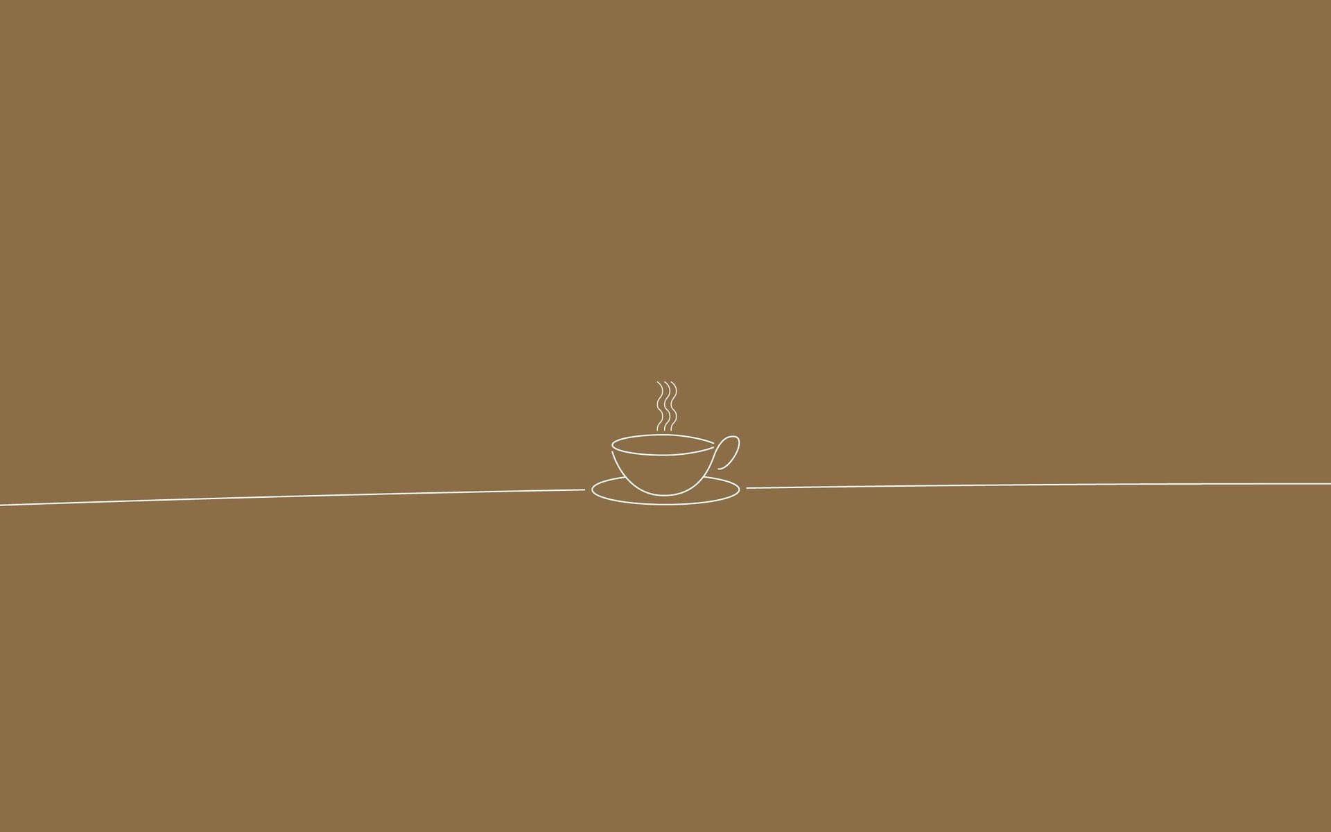 Kaffeetasse, Linienkunst, Olivbraun, Minimalistisch, 16:10, Full-HD-Hintergrundbild für den Desktop