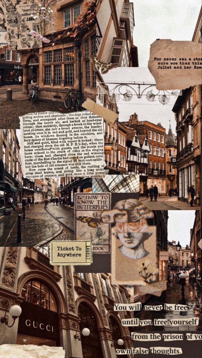 Collage, Altstadt, Vintage, Sepia, Hochformat, Hintergrundbild fürs Smartphone