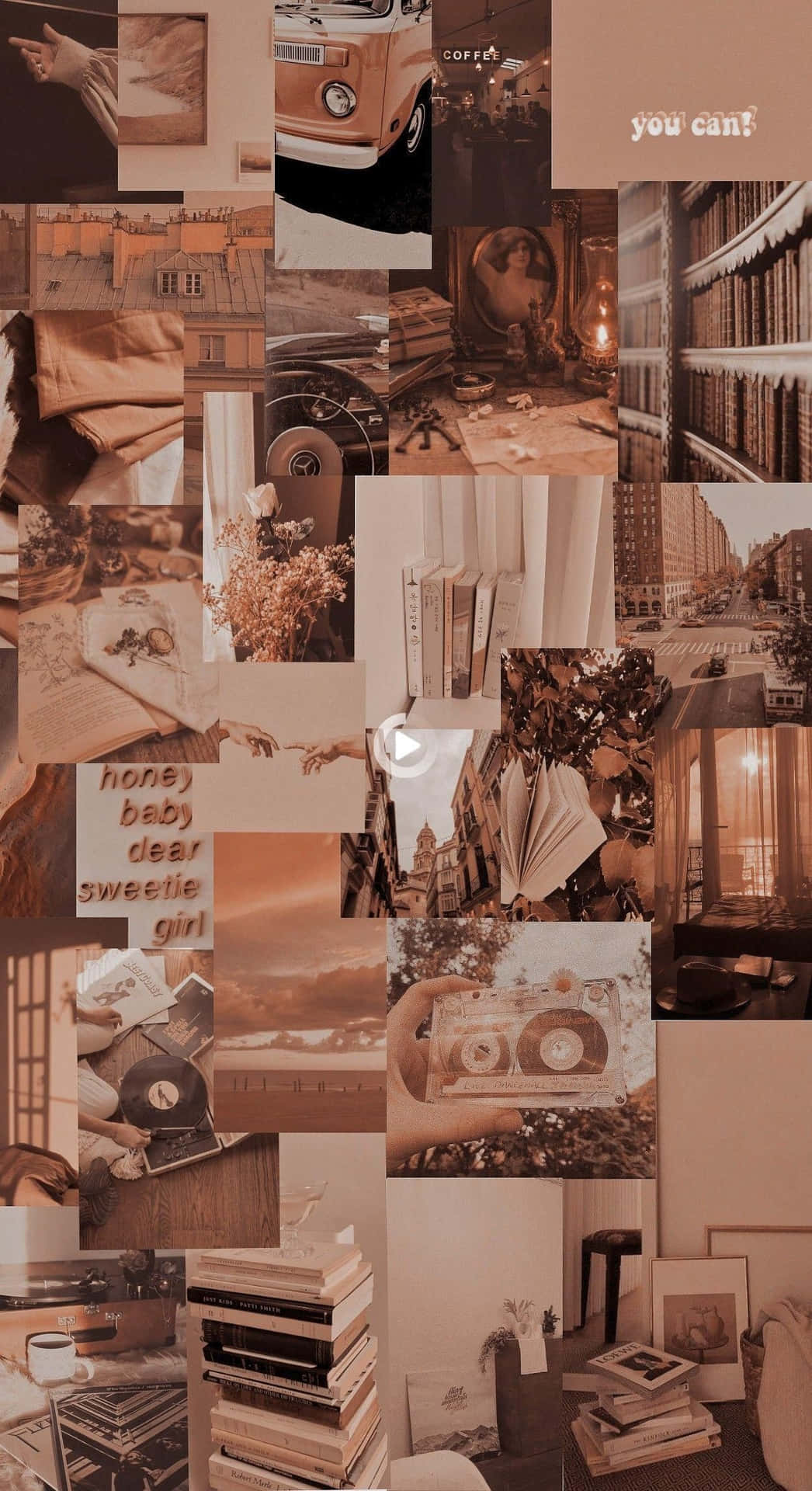 Collage, Moodboard, Dunkelbraun, Hochformat, HD, Hintergrundbild fürs Handy