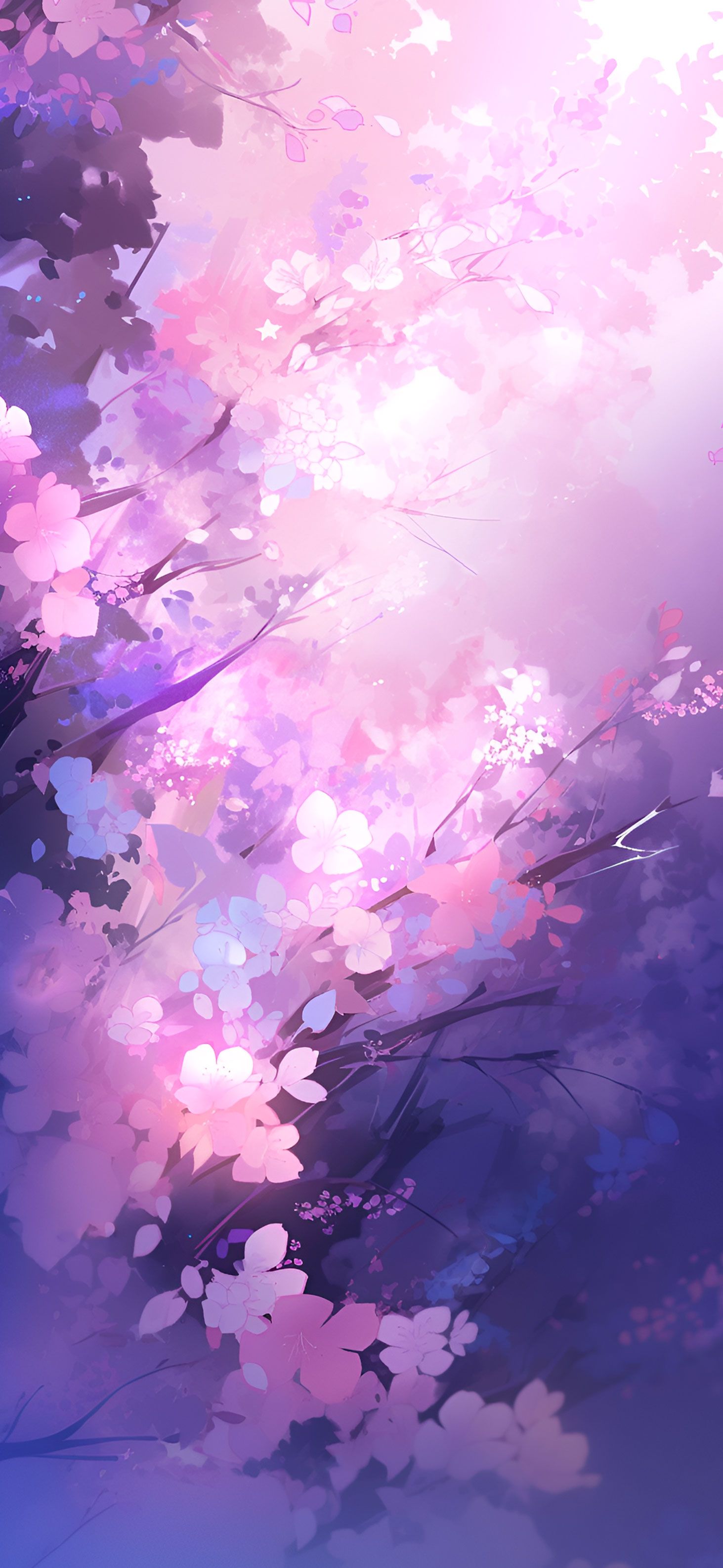 Blüten, Kirschblüten, Fantasy, Lila-Rosa, Digitale Kunst, Sperrbildschirm fürs iPhone