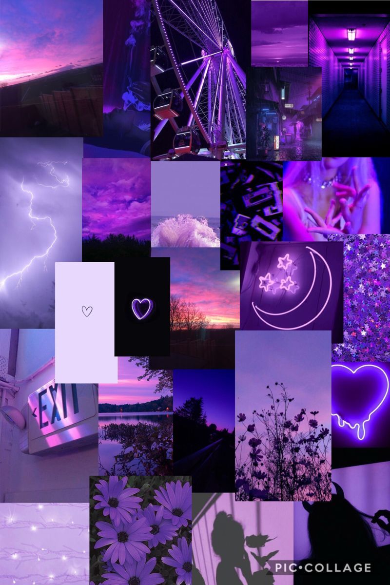 Collage, Neonherz, Blitze, Nacht, Ästhetik, Hintergrundbild für iPhone und Android