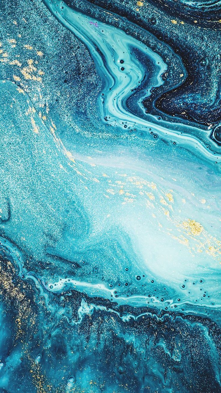 Flüssige Kunst, Türkis, Goldadern, Ozean, Abstrakt, HD, Hintergrundbild fürs Handy