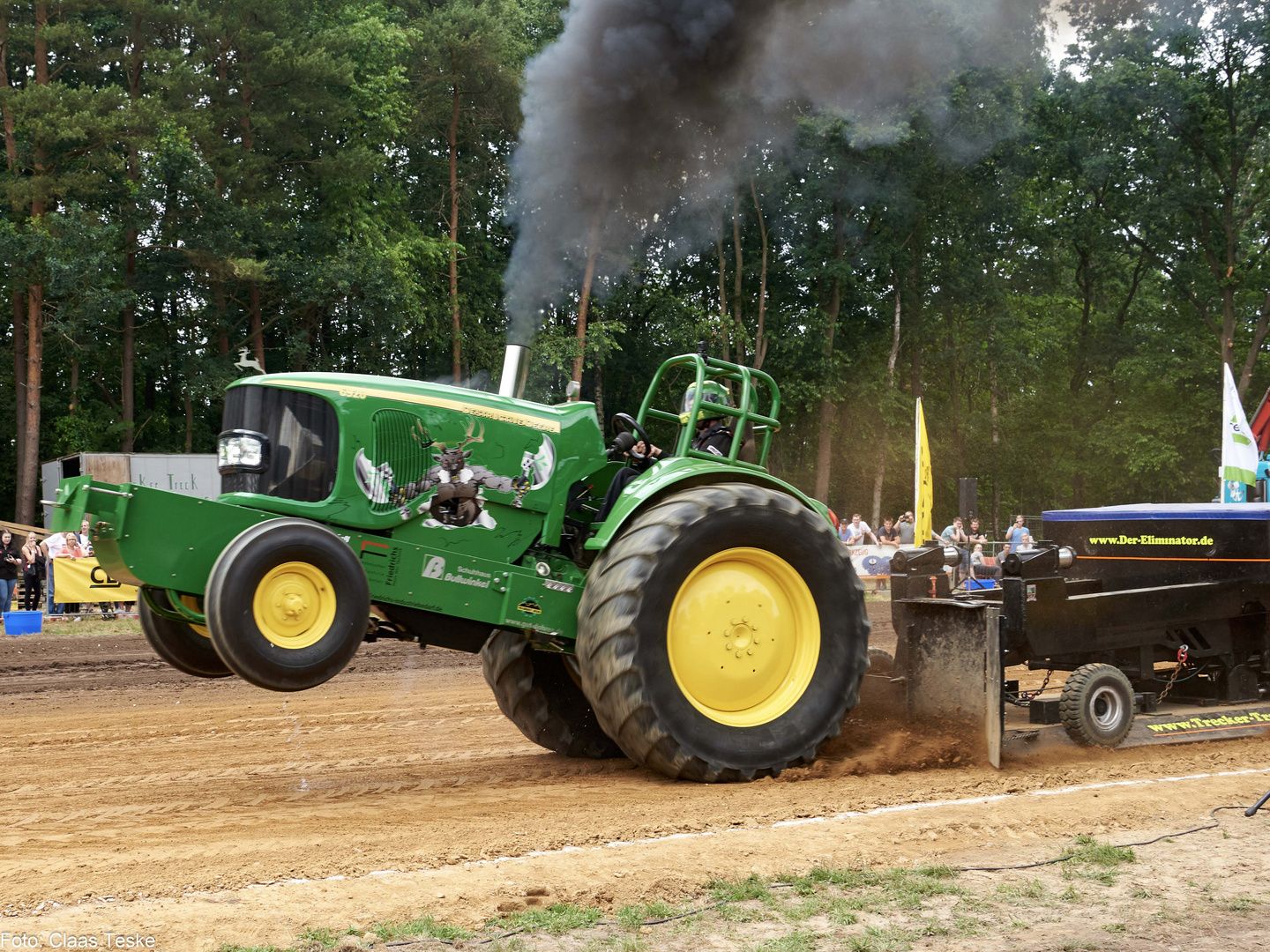John Deere, Tractor Pulling, Rauch, Wettbewerb, HD, Hintergrundbild fürs Tablet