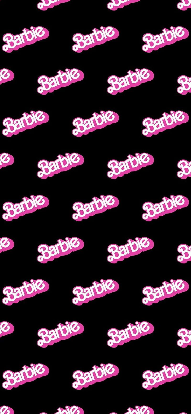 Barbie, Schriftmuster, Logo, Pink, Schwarzer Hintergrund, Sperrbildschirm fürs iPhone