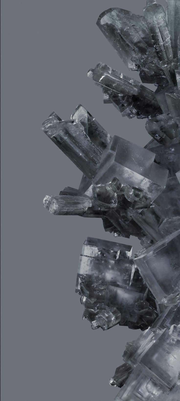 Kristalle, Mineral, Grau, Monochrom, Nahaufnahme, Google-Pixel-8-Wallpaper