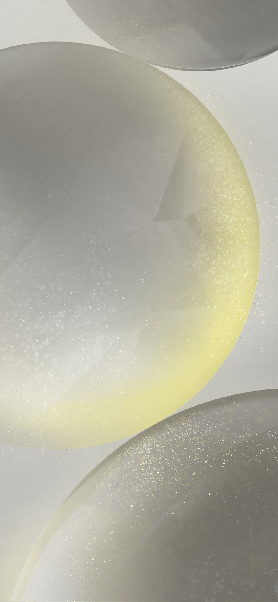 Samsung Galaxy S24, Kugeln, Grau-Gelb, Abstrakt, Minimalismus, Hintergrundbild fürs Samsung Galaxy