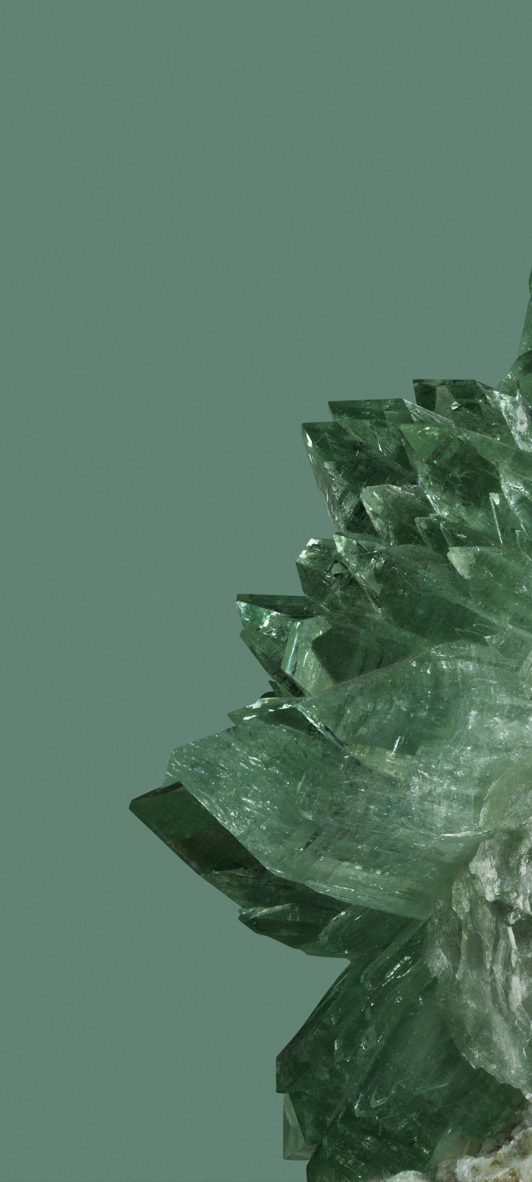 Grüne Kristalle, Mineral, Salbeigrün, Minimalistisch, Google-Pixel-8-Sperrbildschirm