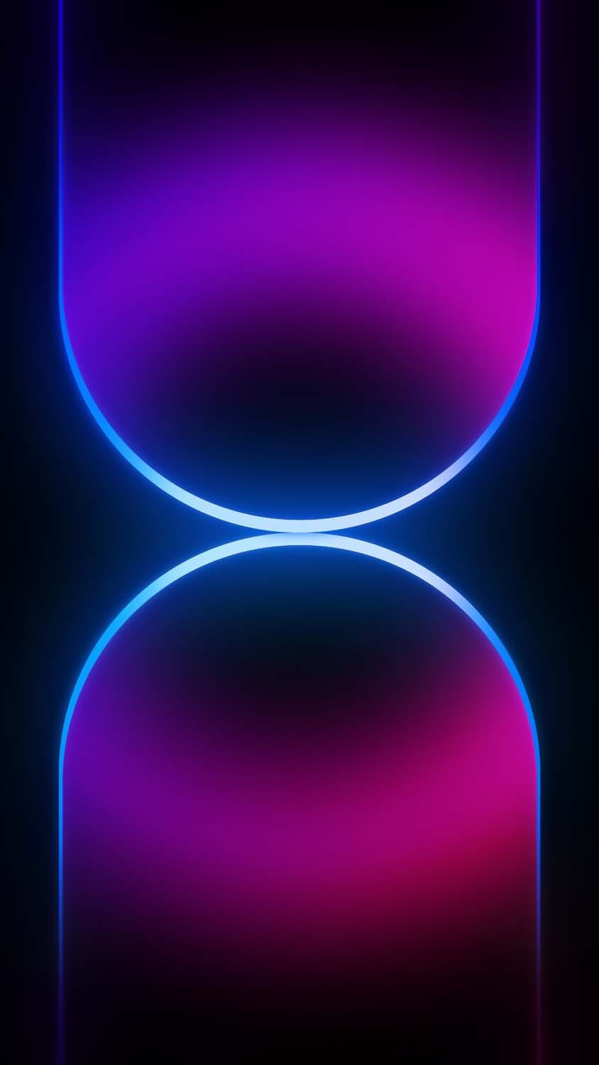 Abstrakt, Neonringe, Lila, Pink, Schwarzer Hintergrund, Symmetrie, iPhone-16-Pro-Max-Wallpaper