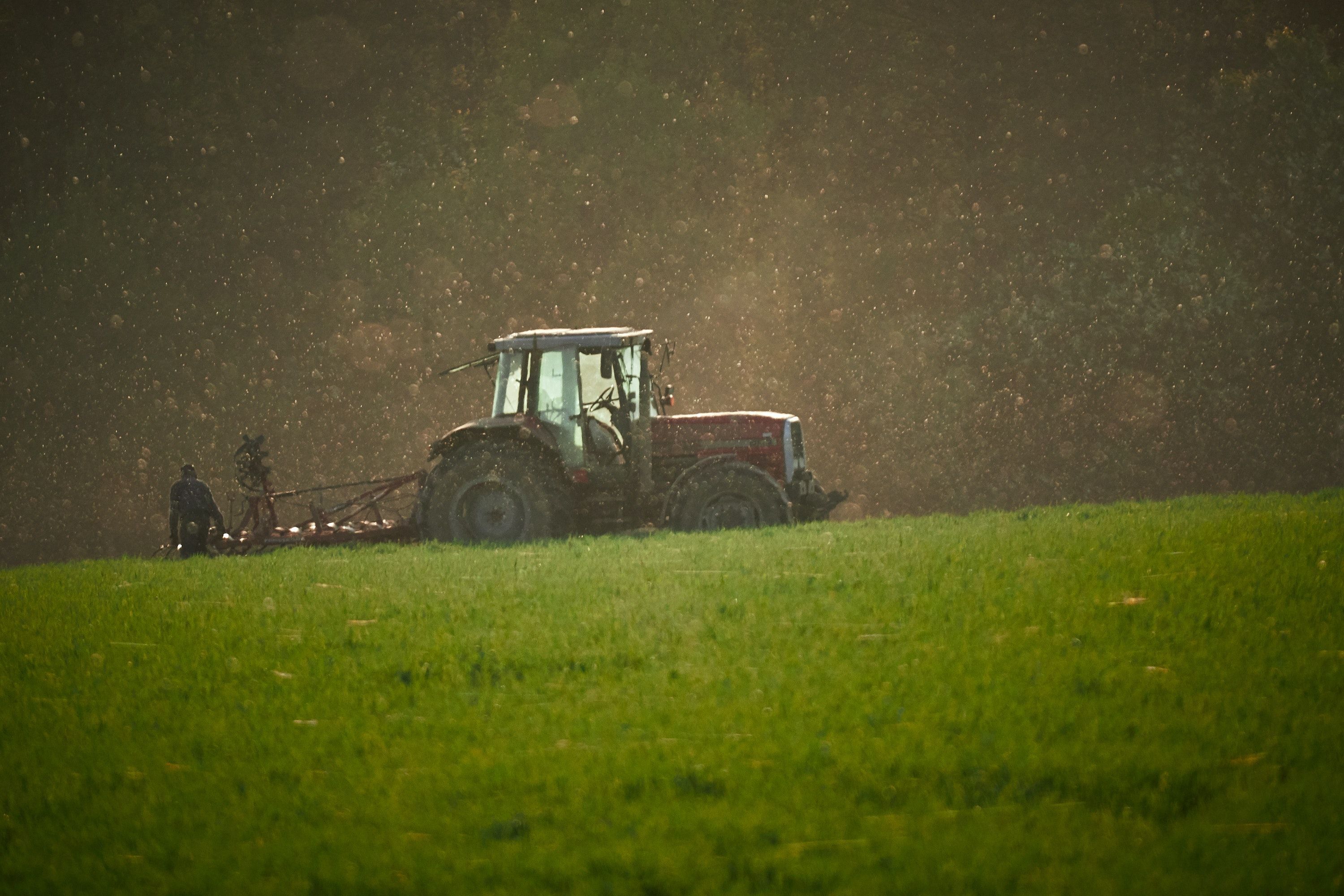 Traktor, Wiese, Unschärfe, Grün, 2K, Desktop-Hintergrund für Windows