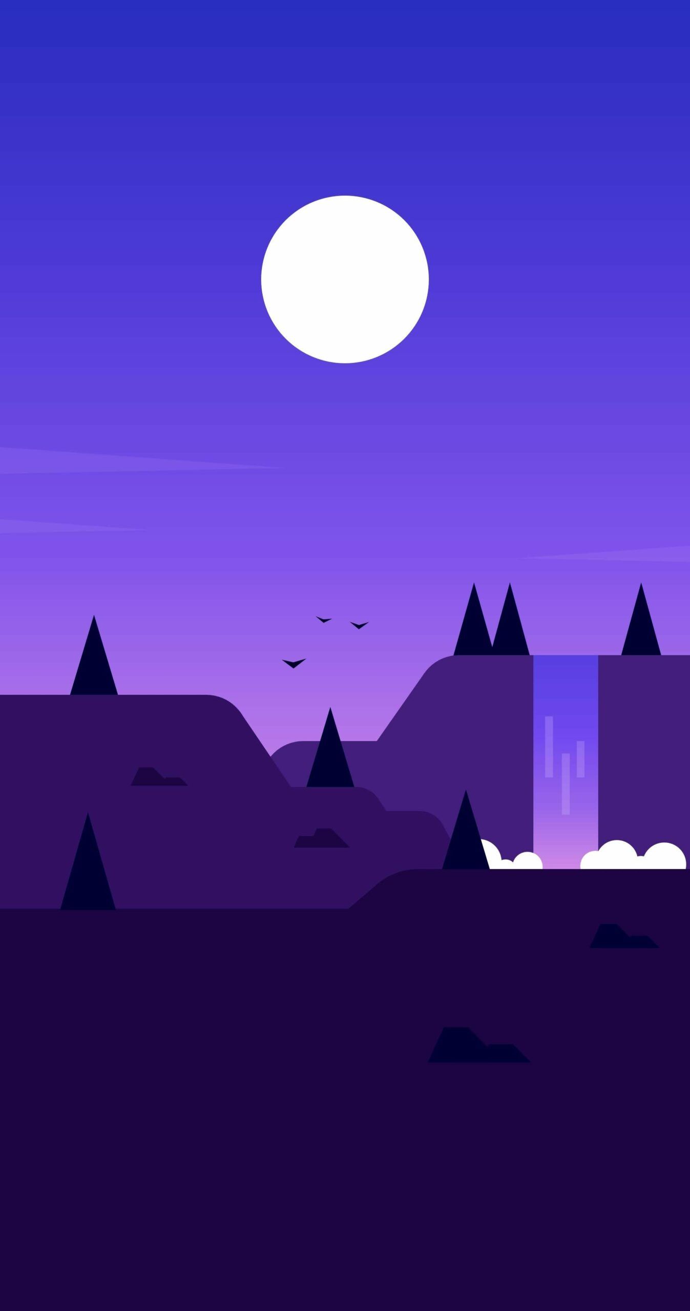 Mond, Schloss, Silhouette, Lila, Illustration, Nacht, iPhone-16-Pro-Max-Wallpaper
