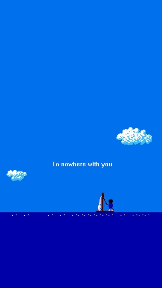 To nowhere with you, Meer, Segelboot, Pixel-Art, Blau, Google Pixel 8, Handy-Hintergrund