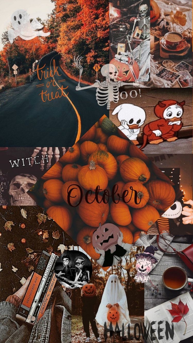 Collage, Halloween, Oktober, Kürbisse, Herbst, Google Pixel 8, Hintergrundbild