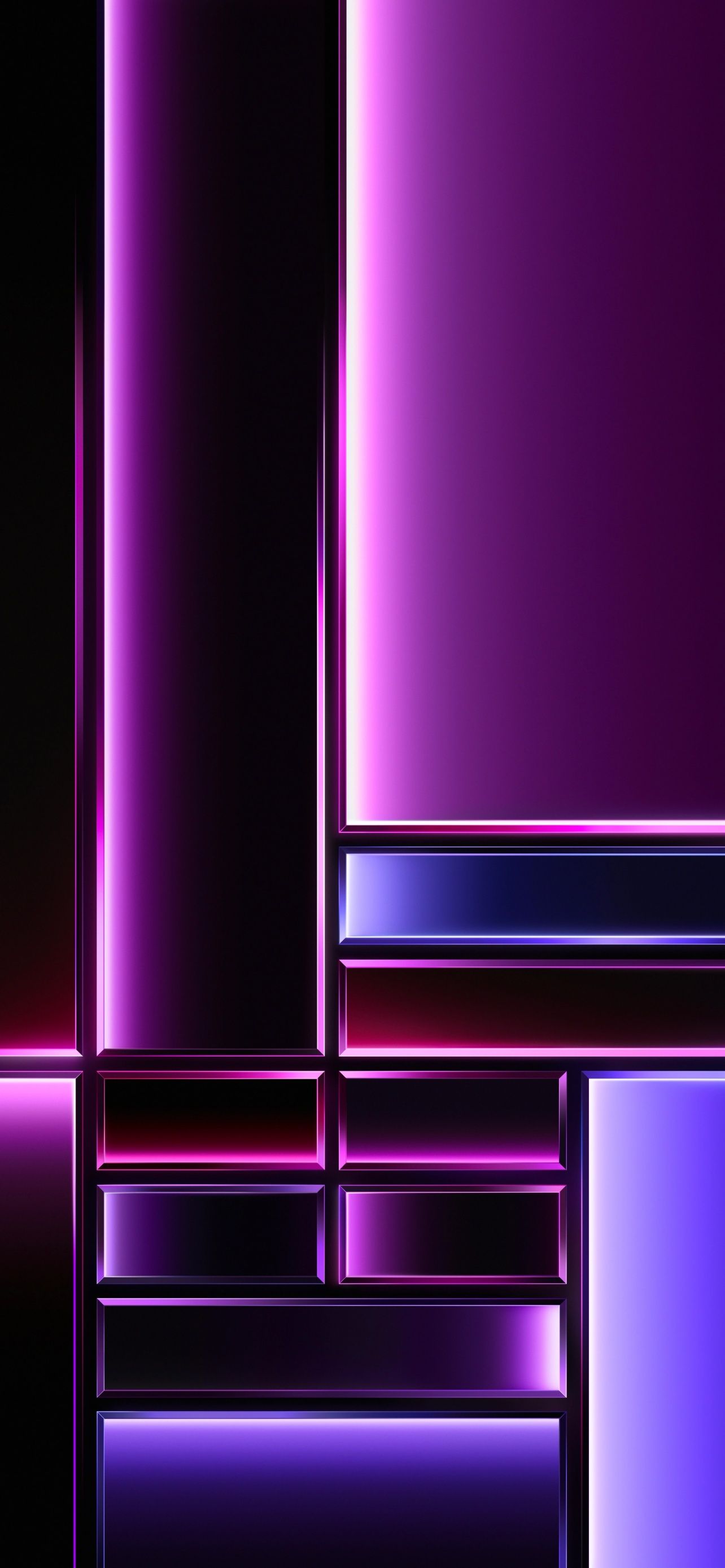 Abstrakt, Neonlinien, Lila, Geometrisch, Dunkel, iPhone 16 Pro Max, Handy-Hintergrundbild