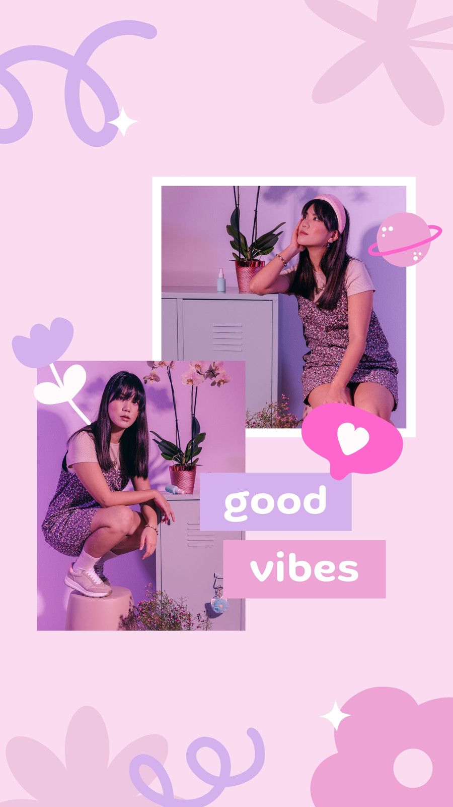 Good vibes, Collage, Rosa, Fotos, Y2K-Ästhetik, Google Pixel 8, Handy-Hintergrundbild