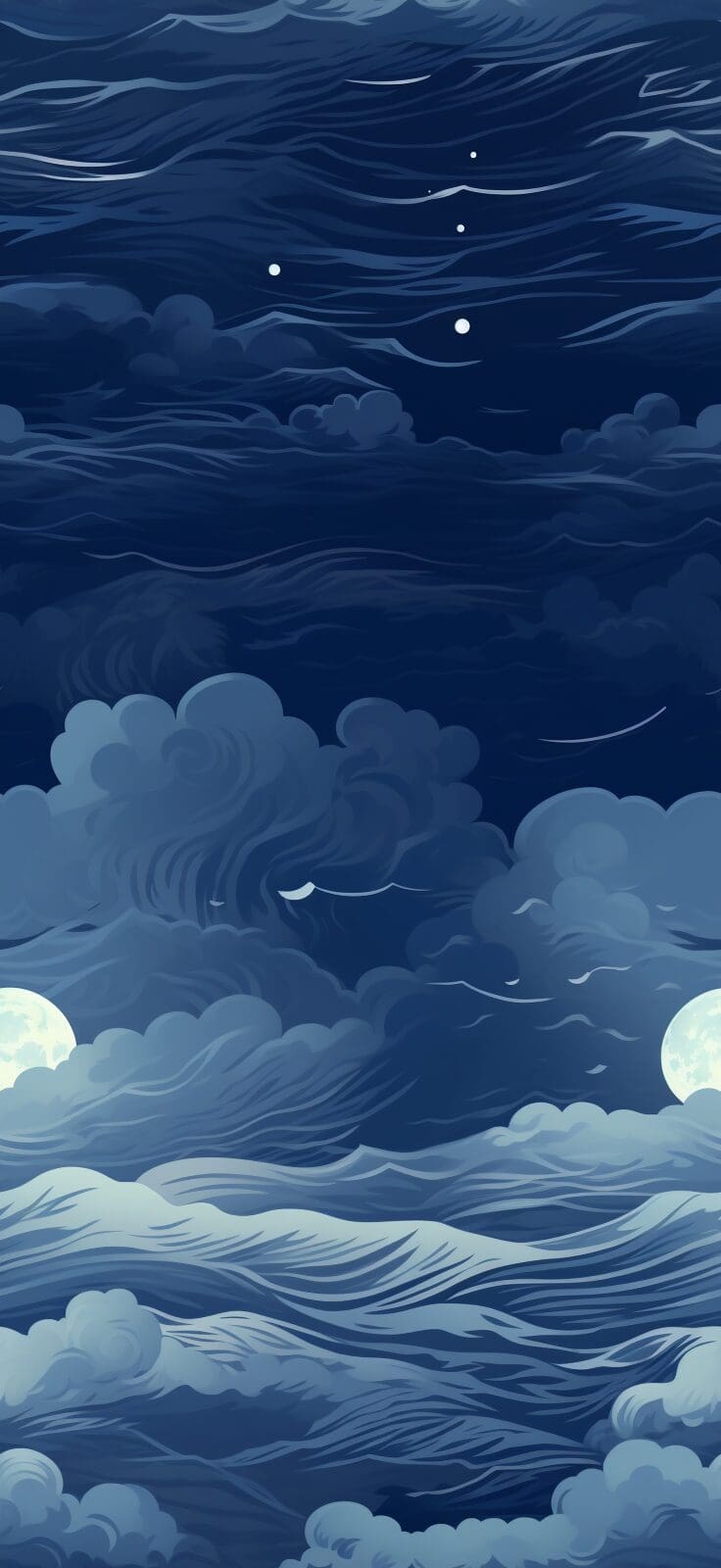 Wolken, Nachthimmel, Illustration, Dunkelblau, Muster, iPhone 16 Pro Max, Hintergrundbild