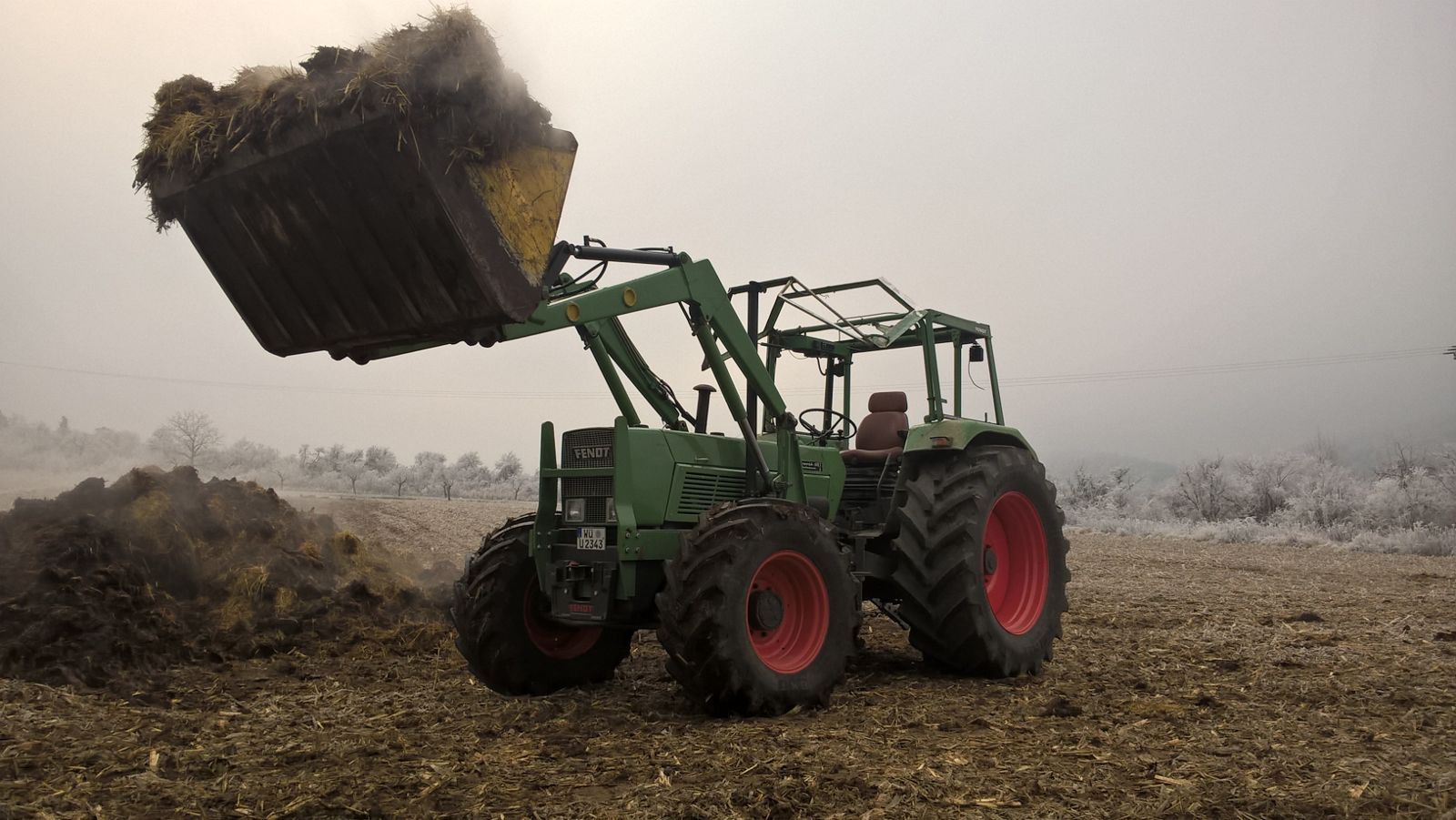 Fendt, Oldtimer-Traktor, Frontlader, Mist, Nebel, HD, Hintergrundbild für den PC
