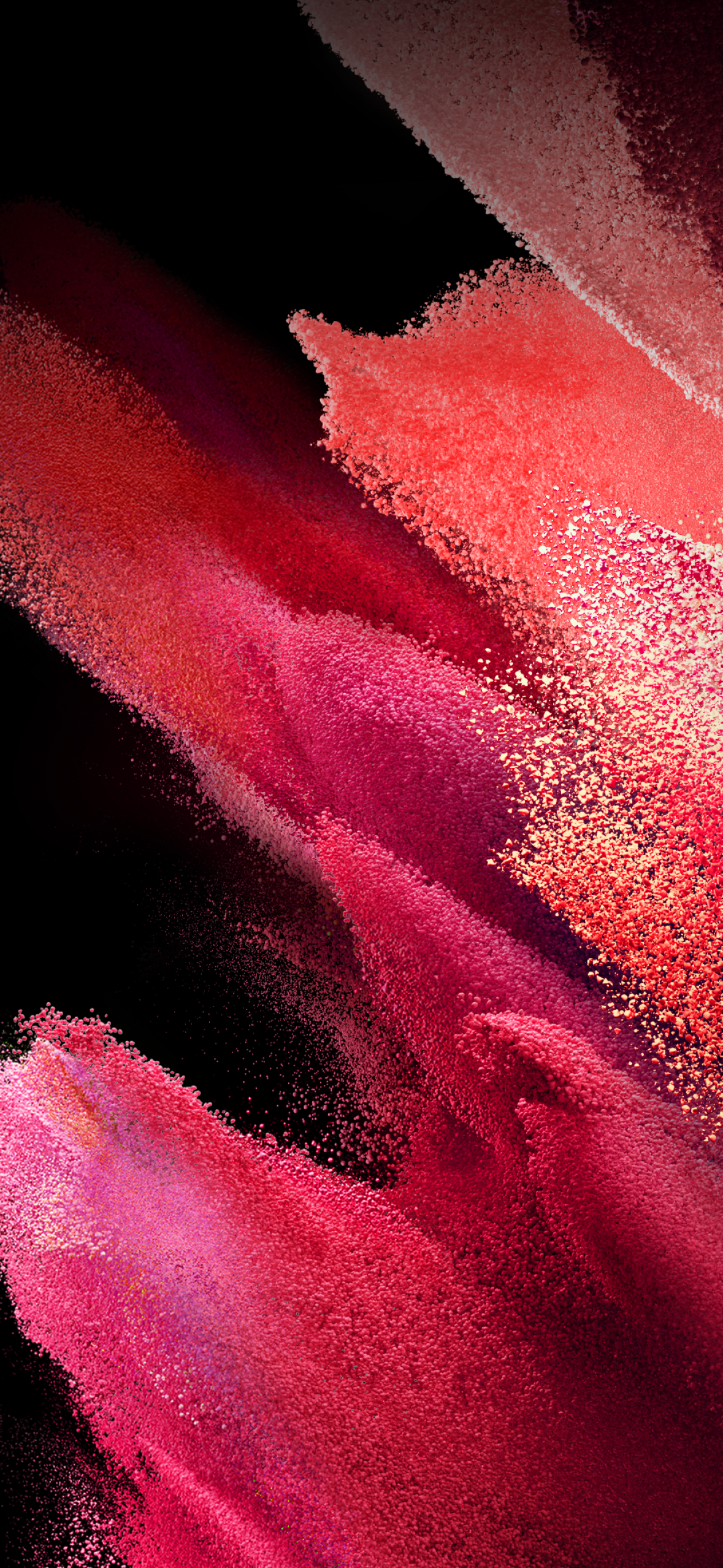 Abstrakt, Farbpartikel, Pink-Rot, Schwarzer Hintergrund, Galaxy-S24-Wallpaper