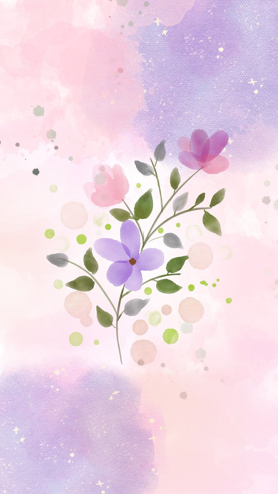 Blumen, Aquarell, Pastell-Lila, Illustration, Galaxy-S24-Sperrbildschirm