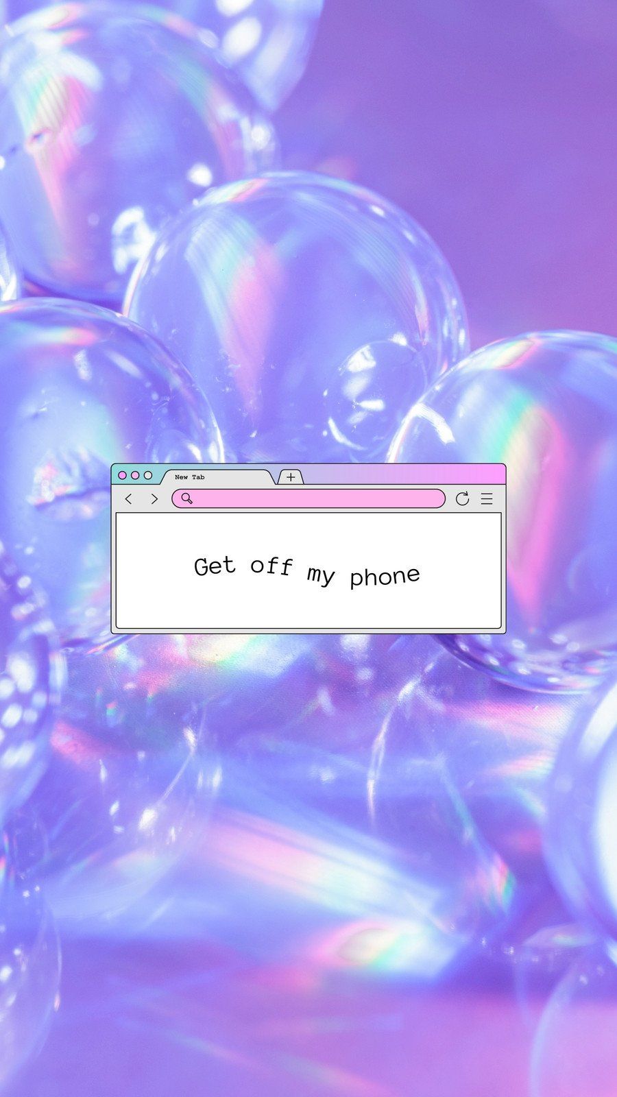 Get off my phone, Seifenblasen, Holografisch, Lila, Pop-up-Fenster, Galaxy-S24-Hintergrundbild