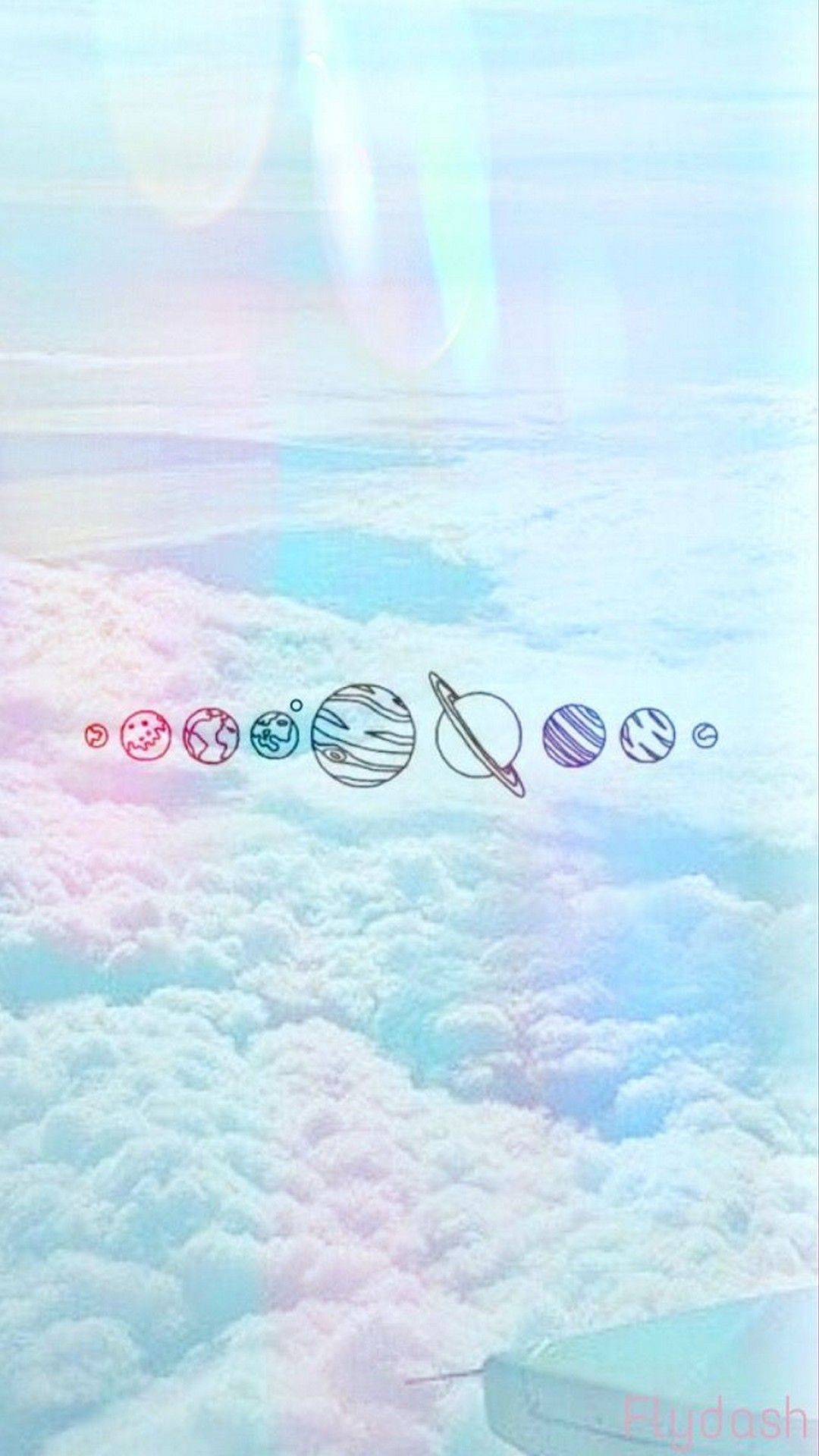 Planeten, Sonnensystem, Wolken, Pastell, Holografisch, Hintergrundbild fürs Galaxy S24