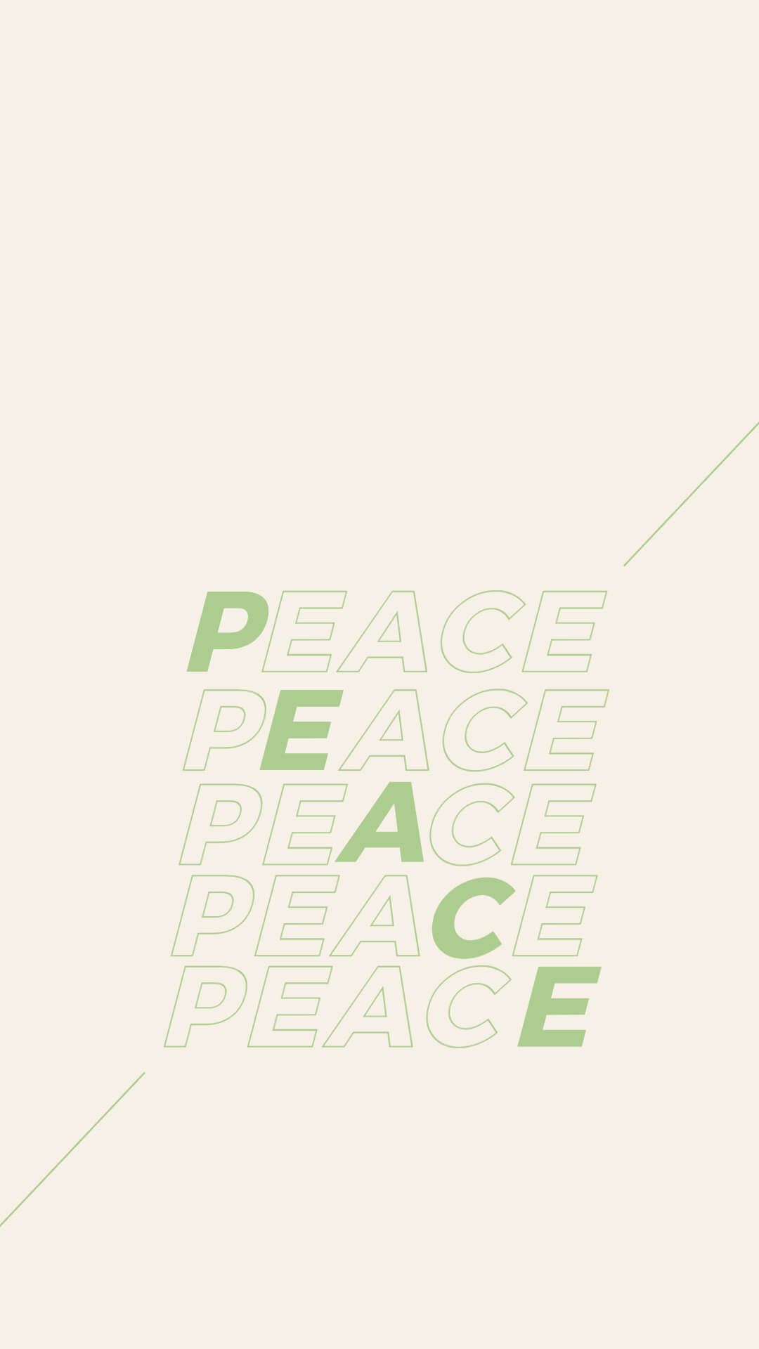 Peace, Typografie, Grün, Beige, Galaxy S24, Wallpaper