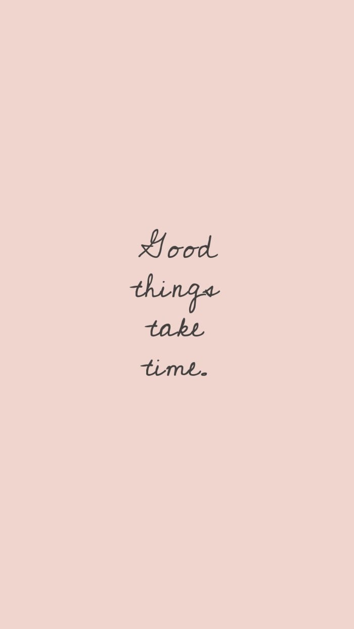 Good things take time, Zitat, Handschrift, Rosa, Minimalismus, Galaxy-S24-Sperrbildschirm