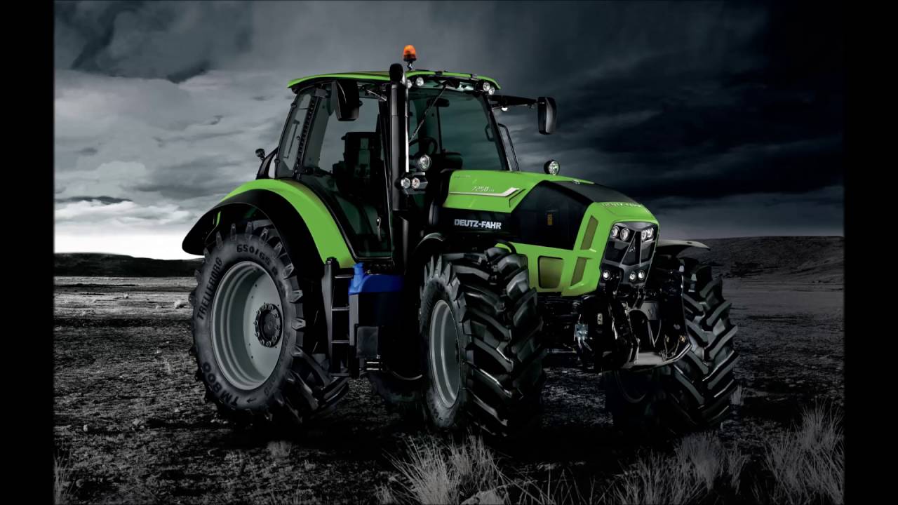 Deutz-Fahr, Traktor, Dunkler Himmel, Dramatisch, 16:9, HD-Hintergrundbild für den Desktop