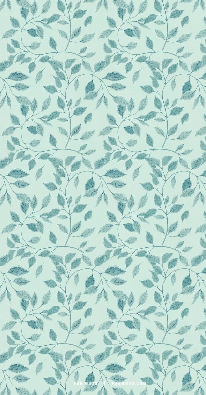 Blättermuster, Mint, Illustration, Nahtloses Muster, Galaxy S24, Hintergrundbild