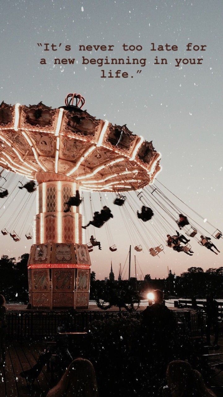 Kettenkarussell, Jahrmarkt, Zitat, Abenddämmerung, Retro, Android-Hintergrundbild